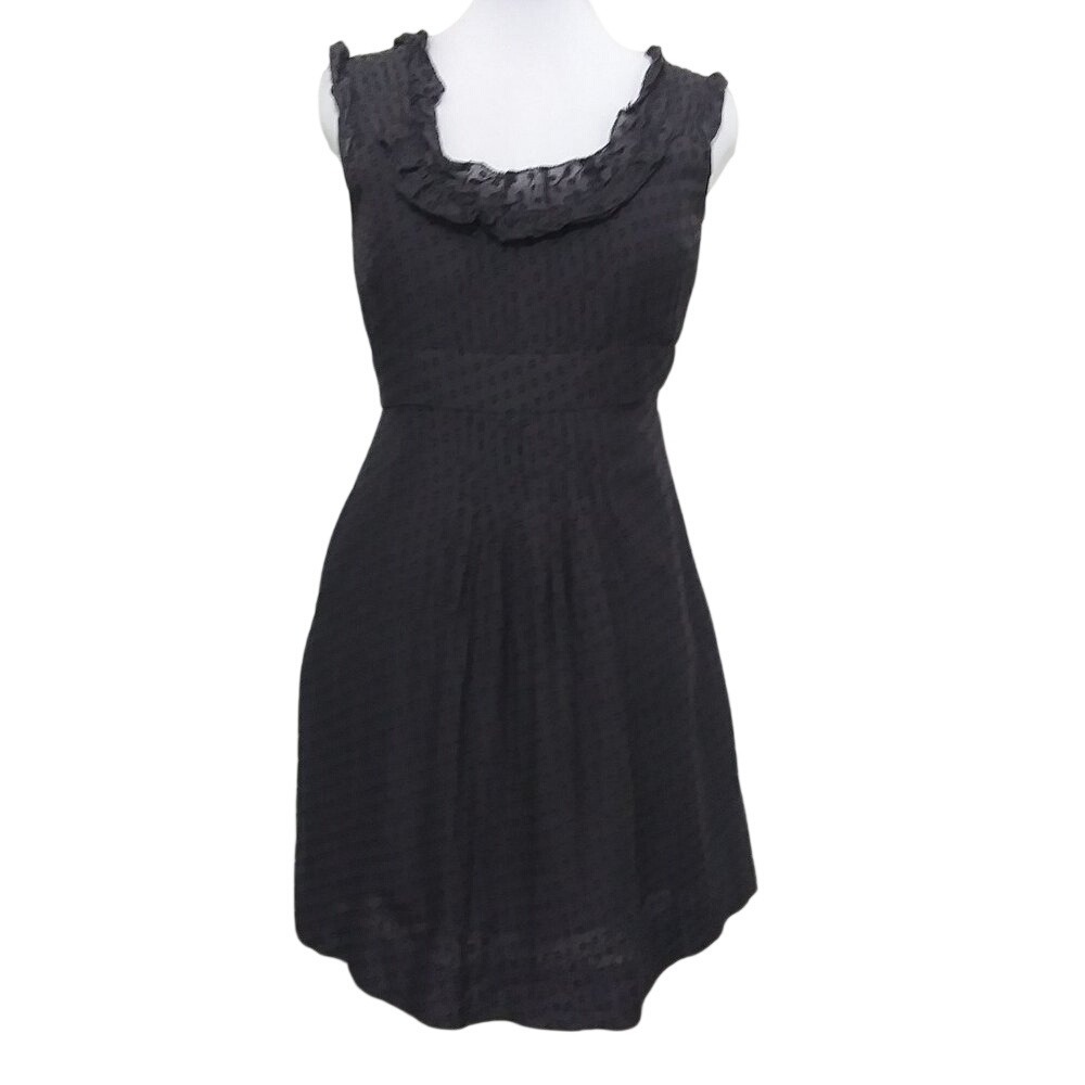 Moulinette Soeurs Black Silk Blend Polka‎ Dot Ruffle Lace Trim Dress Size 4